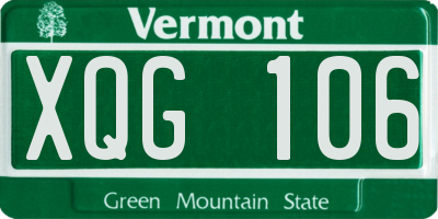 VT license plate XQG106