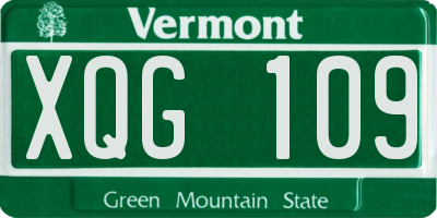 VT license plate XQG109