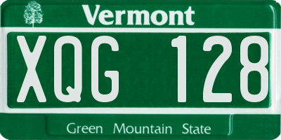 VT license plate XQG128
