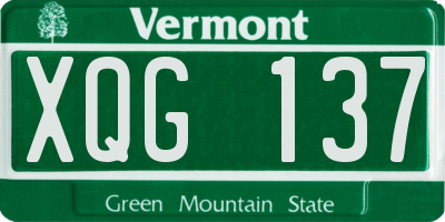VT license plate XQG137
