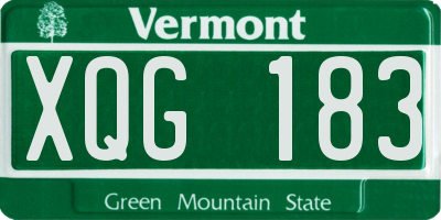 VT license plate XQG183