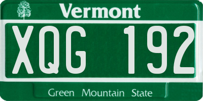 VT license plate XQG192