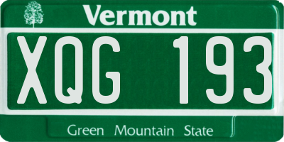 VT license plate XQG193