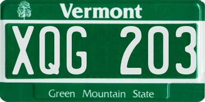 VT license plate XQG203