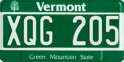 VT license plate XQG205