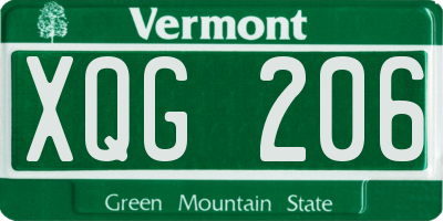VT license plate XQG206