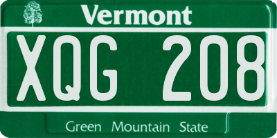VT license plate XQG208