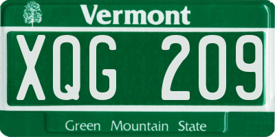 VT license plate XQG209