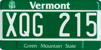 VT license plate XQG215