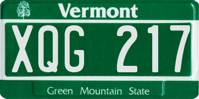 VT license plate XQG217