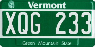 VT license plate XQG233