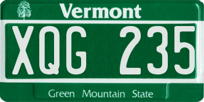 VT license plate XQG235
