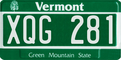 VT license plate XQG281