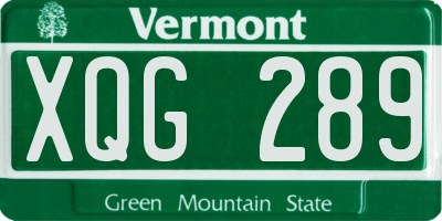 VT license plate XQG289