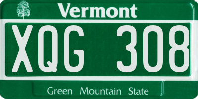 VT license plate XQG308