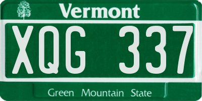 VT license plate XQG337