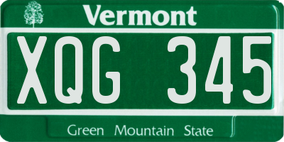 VT license plate XQG345