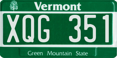 VT license plate XQG351