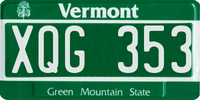 VT license plate XQG353
