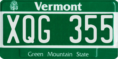 VT license plate XQG355