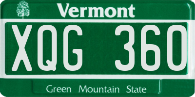 VT license plate XQG360