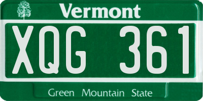 VT license plate XQG361