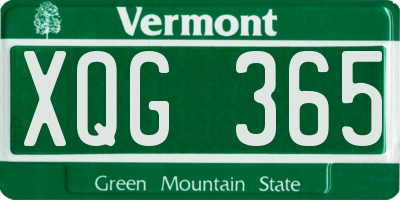 VT license plate XQG365