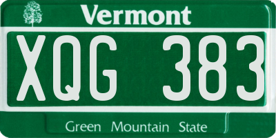 VT license plate XQG383