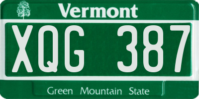 VT license plate XQG387