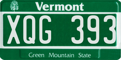 VT license plate XQG393