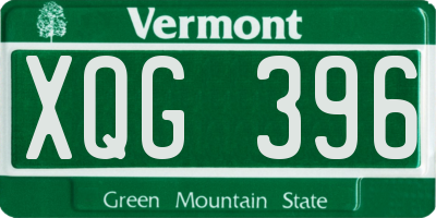 VT license plate XQG396