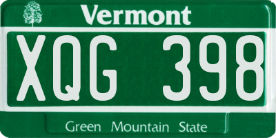 VT license plate XQG398