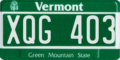 VT license plate XQG403