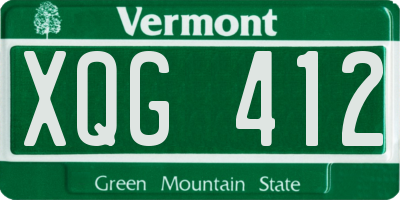 VT license plate XQG412