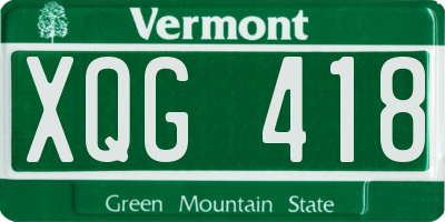 VT license plate XQG418