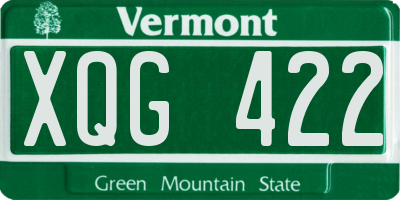 VT license plate XQG422