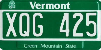 VT license plate XQG425