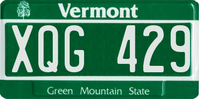 VT license plate XQG429
