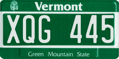 VT license plate XQG445
