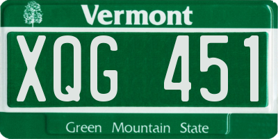 VT license plate XQG451