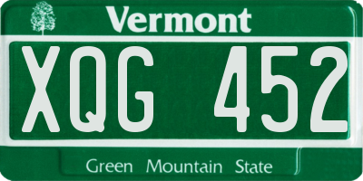 VT license plate XQG452