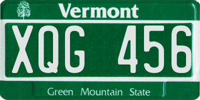 VT license plate XQG456