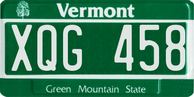 VT license plate XQG458