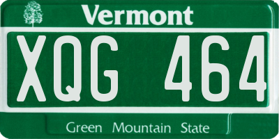 VT license plate XQG464
