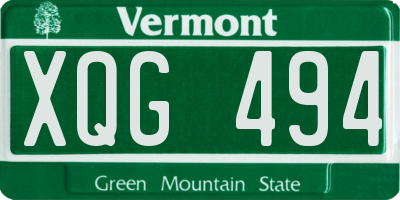 VT license plate XQG494