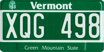 VT license plate XQG498