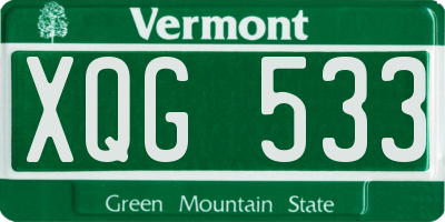 VT license plate XQG533