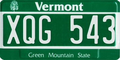 VT license plate XQG543