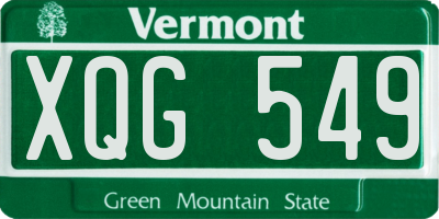 VT license plate XQG549