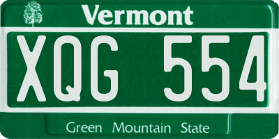 VT license plate XQG554